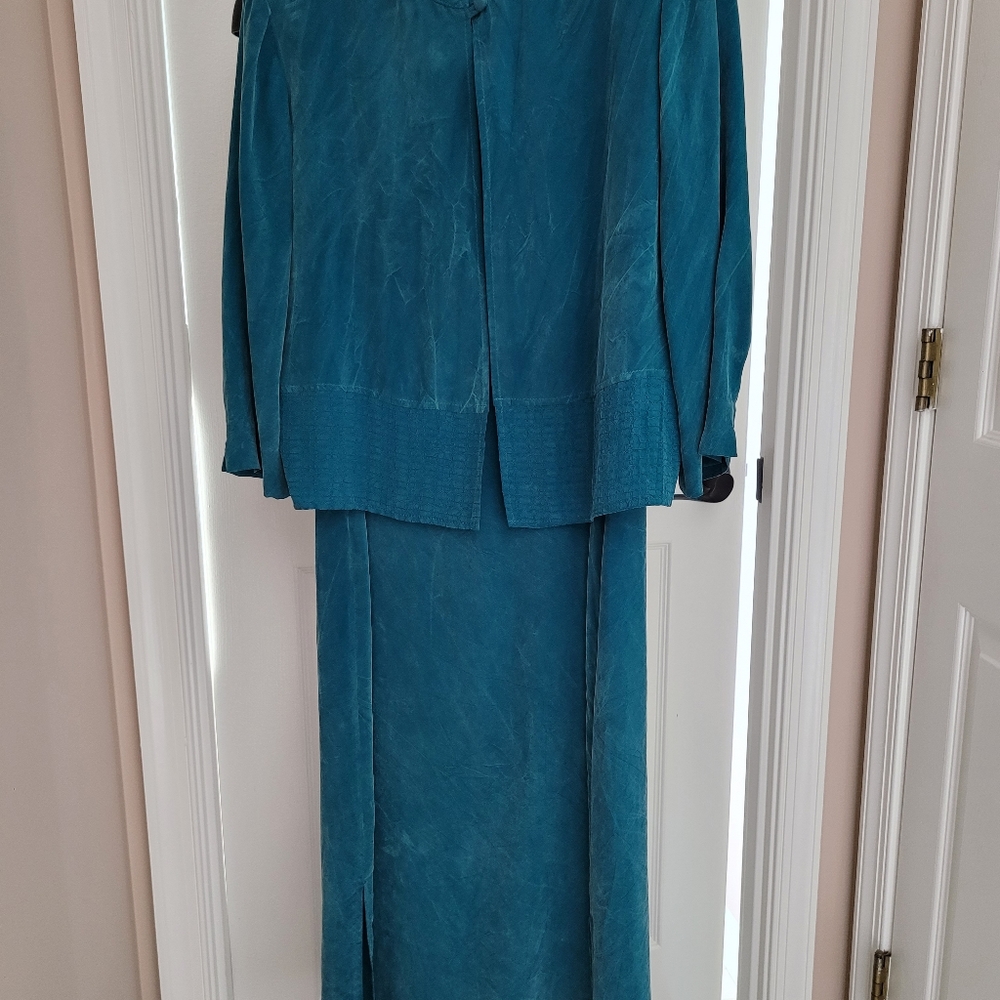 Green maxi dress - sleeveless with long-sleeved jacket